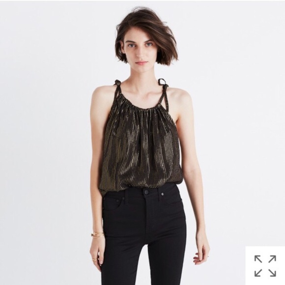 Madewell black and gold tie tank size 4/S NWT
